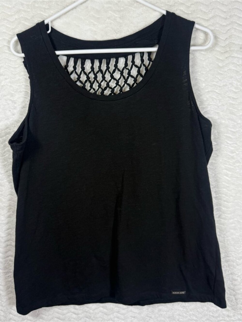 Black Sleeveless Tank with Crochet-Style Back - Picture 1 of 1